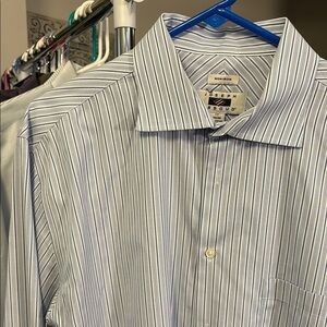 Joseph Abboud Blue and White Pinstripe Dress Shirt non iron
